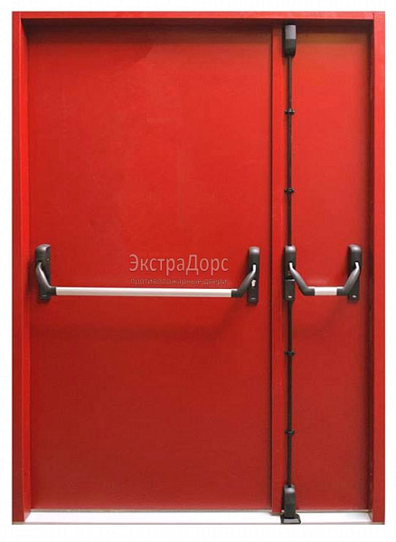 Противопожарная дверь EI 60 дымогазонепроницаемая красная с антипаникой в Пушкино  купить