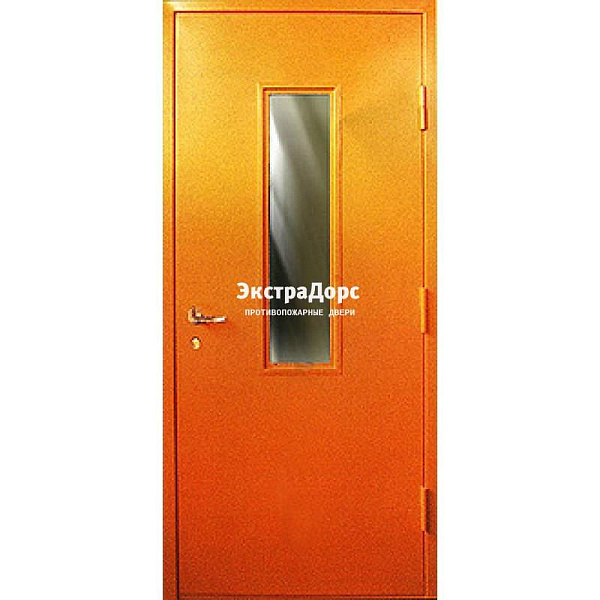 Противопожарная дверь анти-дым оранжевая со стеклом в Пушкино  купить