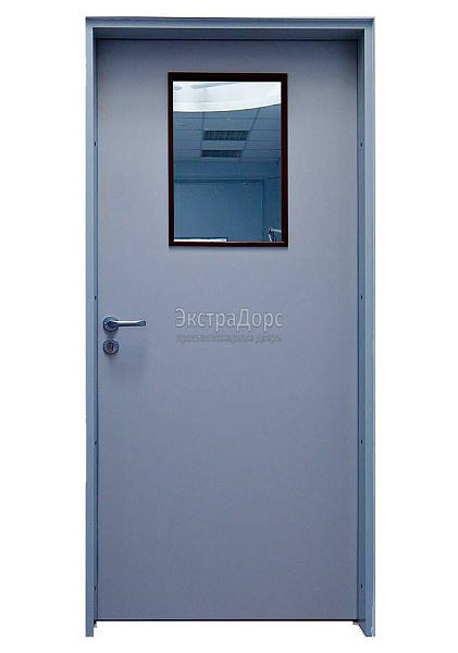 Дверь противопожарная металлическая однопольная EI 30 газодымонепроницаемая со стеклом в Пушкино  купить